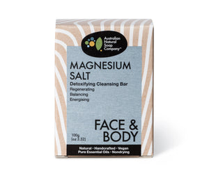 THE AUST. NATURAL SOAP CO Solid Face Soap Cleanser Bar Magnesium Salt 100g