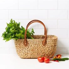 Load image into Gallery viewer, Water Hyacinth Natural Harvest Market Baskets - Brown Suede Leather Handles - Large &amp; Medium (Copy)