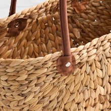 Load image into Gallery viewer, Water Hyacinth Natural Harvest Market Baskets - Brown Suede Leather Handles - Large &amp; Medium (Copy)