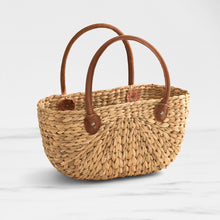 Load image into Gallery viewer, Water Hyacinth Natural Harvest Market Baskets - Brown Suede Leather Handles - Large &amp; Medium (Copy)
