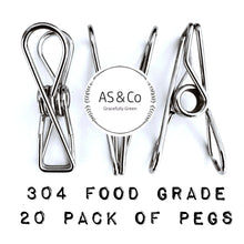 Load image into Gallery viewer, Stainless Steel Wire Clothes &amp; Multipurpose Pegs 20 Pack - 304 S/S