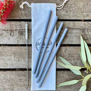 Reusable Straight Straws 9mm - Food Grade Silicone | Grey | Latte | Pink |