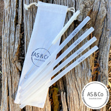Load image into Gallery viewer, Straw Accessories: Cotton Carry Keep Bag for Reusable Straws + Cutlery