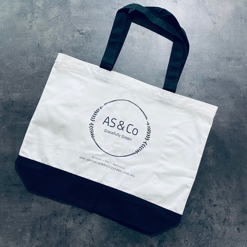 AS & Co Logo 2-Tone Large Cotton Tote Shopping Day Bag