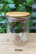 Load image into Gallery viewer, Borosilicate Glass Double Wall 450ml 350ml 250ml Reusable Cup Heat-Resistant w Bamboo Lid
