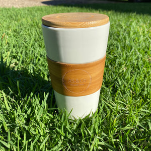 Ceramic and Bamboo Takeaway BYO Reusable Cup 450ml