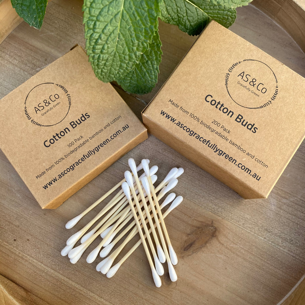 Bamboo & Cotton Ear Buds - 200 Pack 100% Compostable