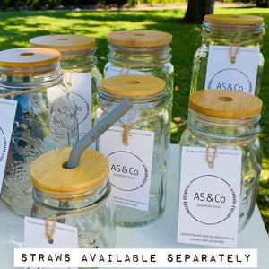 Reclaimed Glass Reusable Drinking Cup with Bamboo Lid