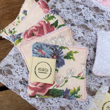 Load image into Gallery viewer, Handmade 6 Pack Reusable Makeup Remover Pads w Washbag - Made From Recycled Materials