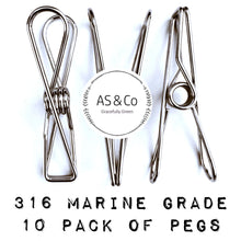 Load image into Gallery viewer, Stainless Steel Wire Clothes &amp; Multipurpose Pegs 50 Pack – 316 Marine Grade S/S