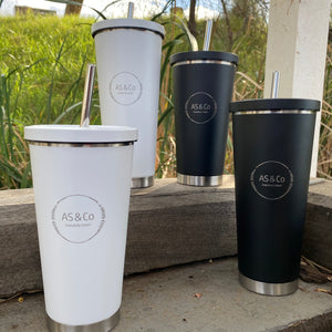 Stainless Steel Insulated 750ml Tumbler Reusable Cup with Straw - Powder Coated