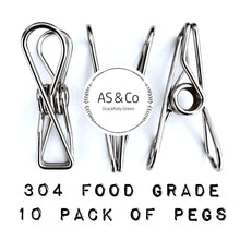 Load image into Gallery viewer, Stainless Steel Wire Clothes &amp; Multipurpose Pegs 10 Pack - 304 S/S