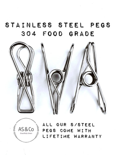 Stainless Steel Wire Clothes & Multipurpose Pegs 10 Pack - 304 S/S