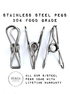 Stainless Steel Wire Clothes & Multipurpose Pegs 20 Pack - 304 S/S