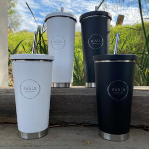 Stainless Steel Insulated 500ml Tumbler Reusable Cup with Straw - Powder Coated
