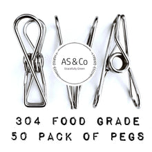 Load image into Gallery viewer, Stainless Steel Wire Clothes &amp; Multipurpose Pegs 50 Pack - 304 S/S