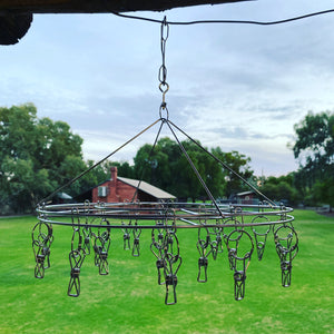 Stainless Steel Round Clothes Socks Hanger with 20 Pegs - 304 S/S