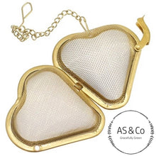 Load image into Gallery viewer, Stainless Steel Mesh Heart Tea Infuser 5cm - Gold