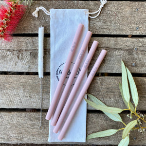 Reusable Straight Straws 11mm - Food Grade Silicone | Grey | Latte | Pink |