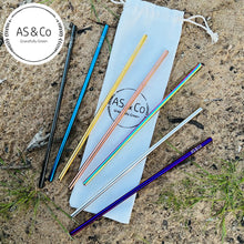 Load image into Gallery viewer, Reusable Straight Straws 6mm - 304 Food Grade Stainless Steel | Black | Gold | Rose Gold | Silver | Blue | Purple | Rainbow
