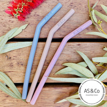 Load image into Gallery viewer, Reusable Bent Straws 10mm - Food Grade Silicone | Grey | Latte | Pink |