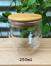 Load image into Gallery viewer, Borosilicate Glass Double Wall 450ml 350ml 250ml Reusable Cup Heat-Resistant w Bamboo Lid