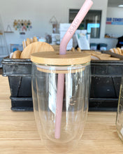 Load image into Gallery viewer, Bamboo Reusable Lids with Straw Hole - Turn Any Jar Into Smoothie Cup 86mm